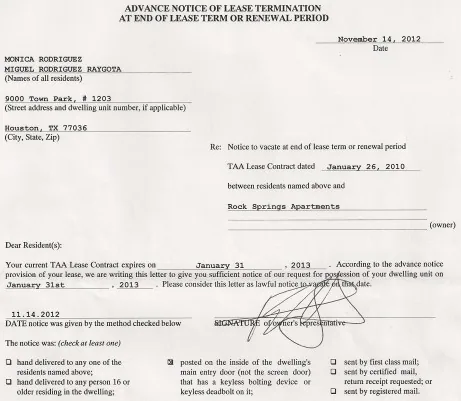 Resident notice reproduced with the 2012 Rock Springs Apartments article