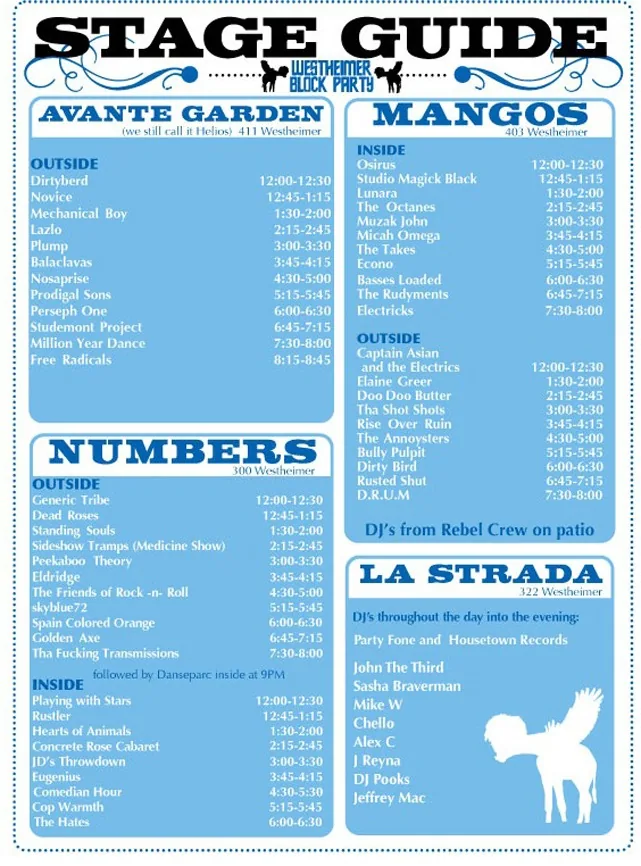 Westheimer Block Party: the 2007 stage guide