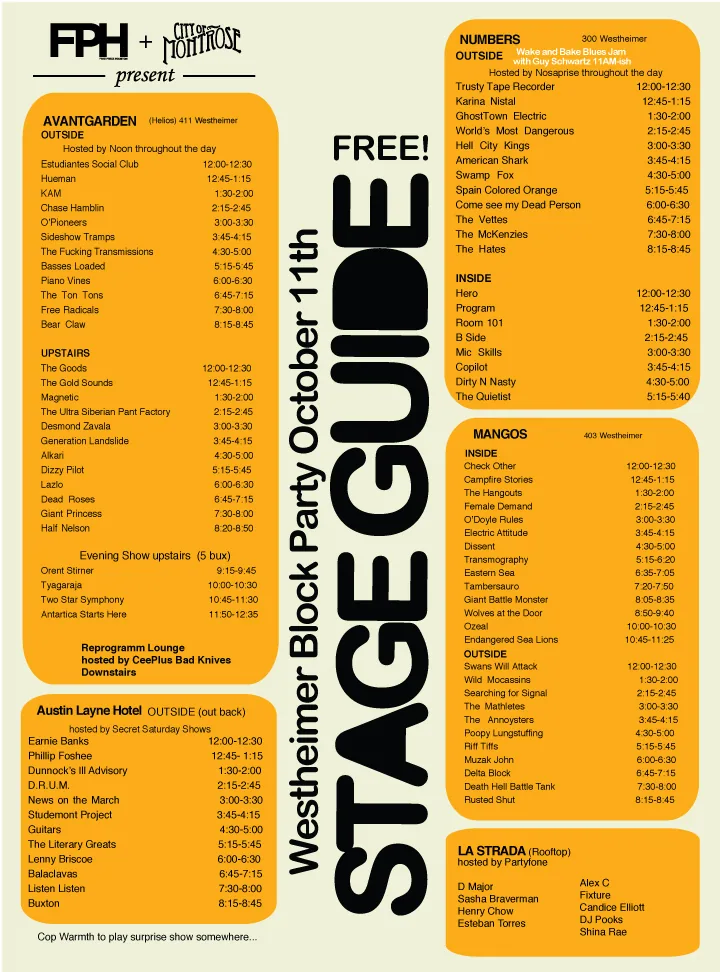 Westheimer Block Party: the fall 2008 program
