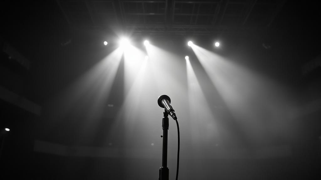 Empty concert venue with dramatic stage lighting — consolidation and the future of live music