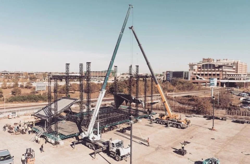 Stage construction — aerial view